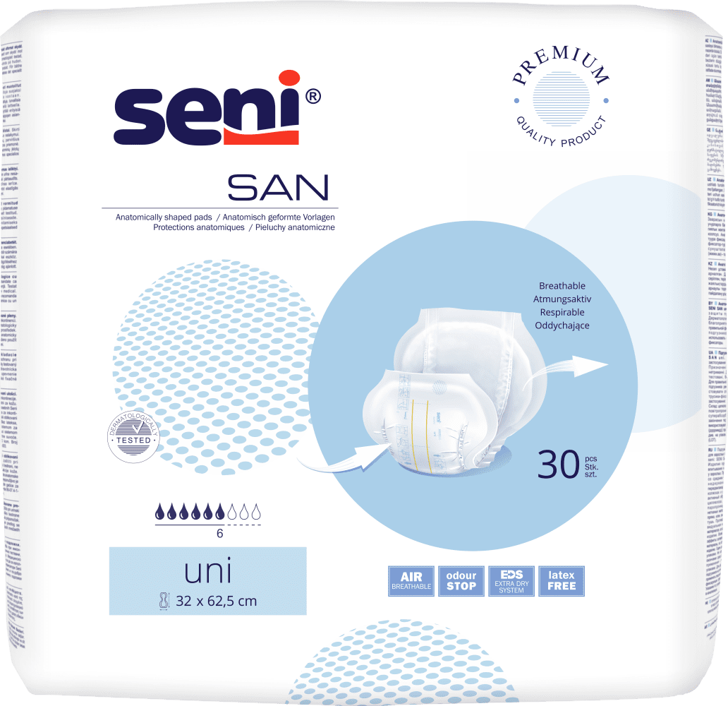 Inkontinenzvorlagen Seni San Uni (1 Karton: 4 x 30 Stück)
