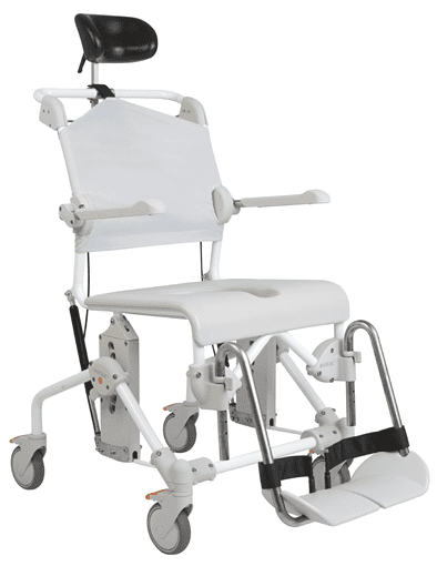 Dusch- und Toilettenrollstuhl Swift Mobil Tilt-2 mit Eimerhalter, grau