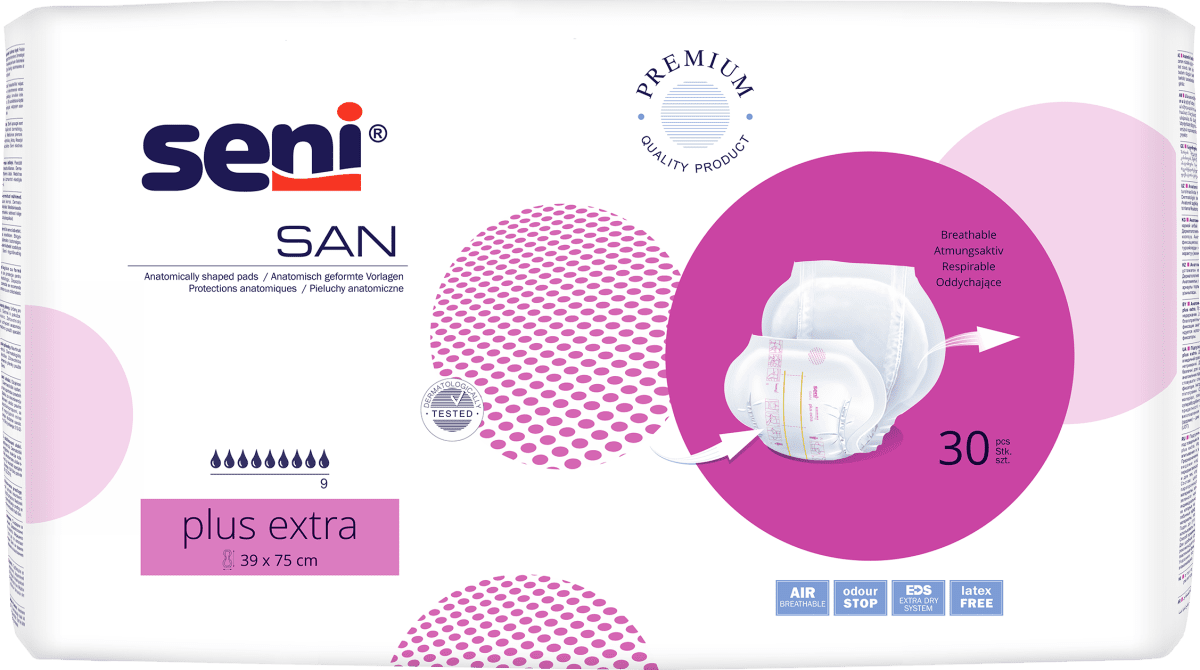 Inkontinenzvorlagen Seni San Plus Extra (1 Karton: 3 x 30 Stück)