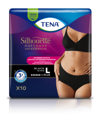TENA Silhouette Plus Lady Pants Normal Black L Hüfte 95 bis 125 cm(1 Karton: 2 x 10 Stück)
