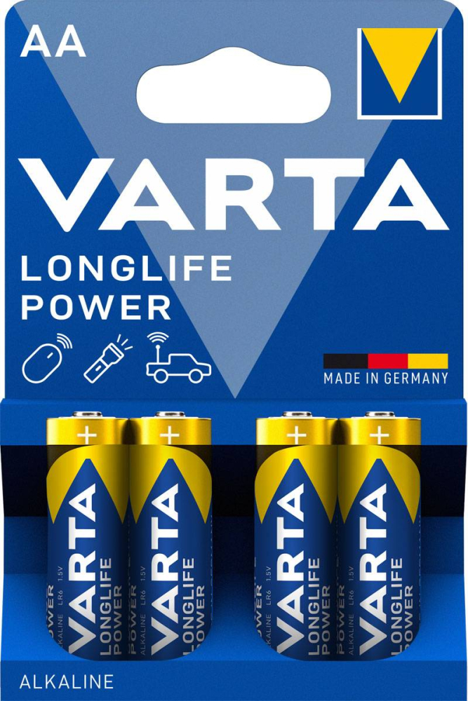 Batterie Varta Longlife Power 4906, 1,5V Mignon, LR06, AA, Alkaline (VPE: 4 Stück)