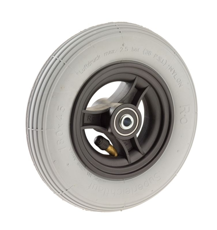 Rad 150x30 (6x1 1/4) 3-Speichen, Nabenlänge: 36mm Rillenprofil Luftbereifung grau, Felge schwarz