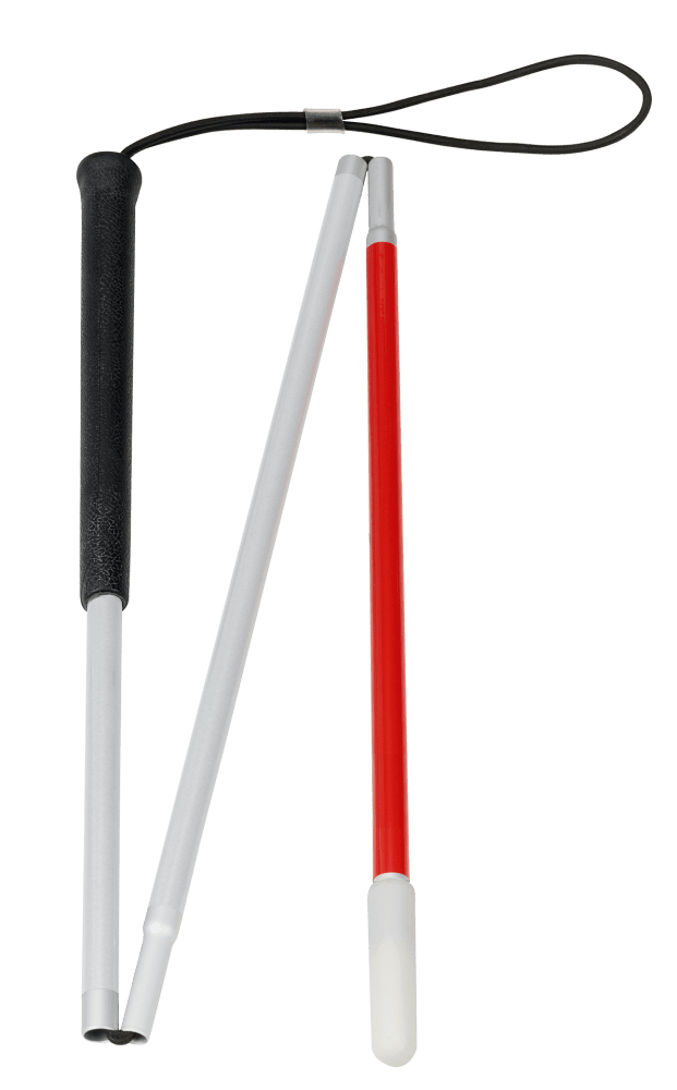 Blindenstock, Taststock, Leichtmetall mit Nylonspitze faltbar, reflektierend, 150 cm – Bild 2