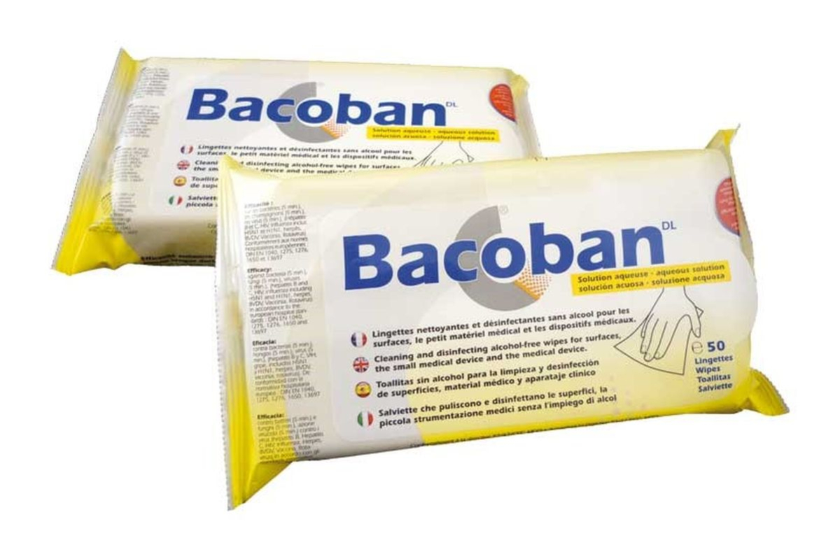 Langzeit-Flächendesinfektion BACOBAN Tücher, wasserbasierend, 16 x 50 Tücher