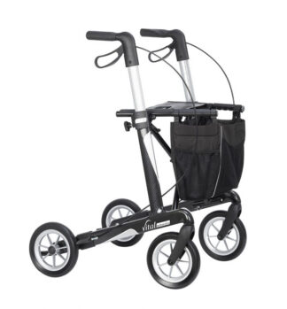 Rollator vital carbon plus Sitzhöhe 62 cm inkl. Stockhalter u. Stofftasche max.150 kg bel.