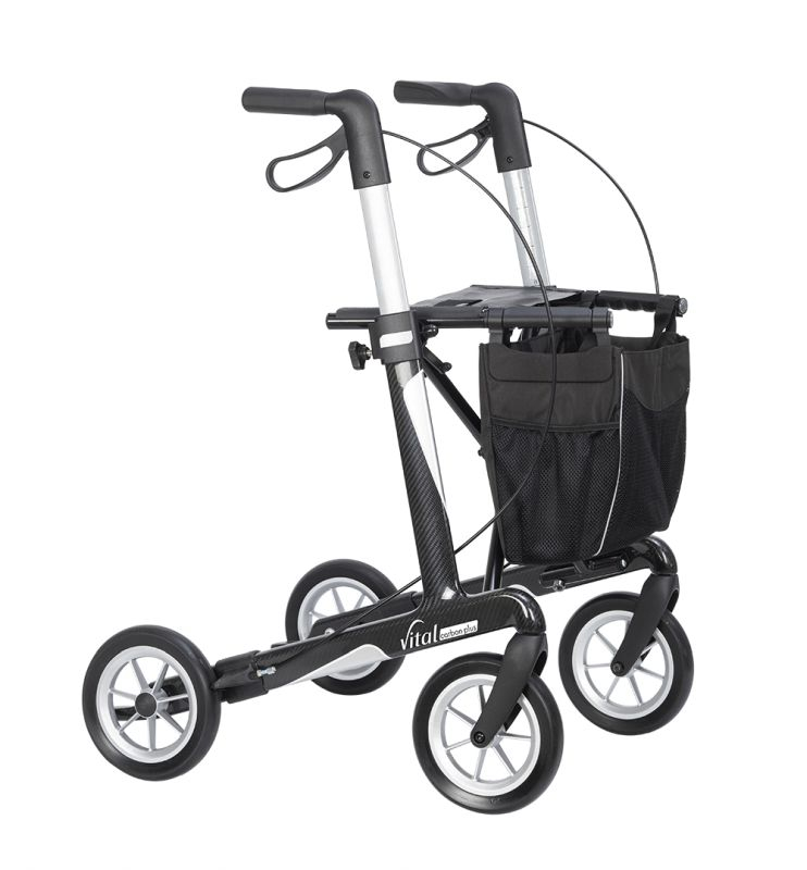Rollator vital carbon plus Sitzhöhe 62 cm inkl. Stockhalter u. Stofftasche max.150 kg bel.