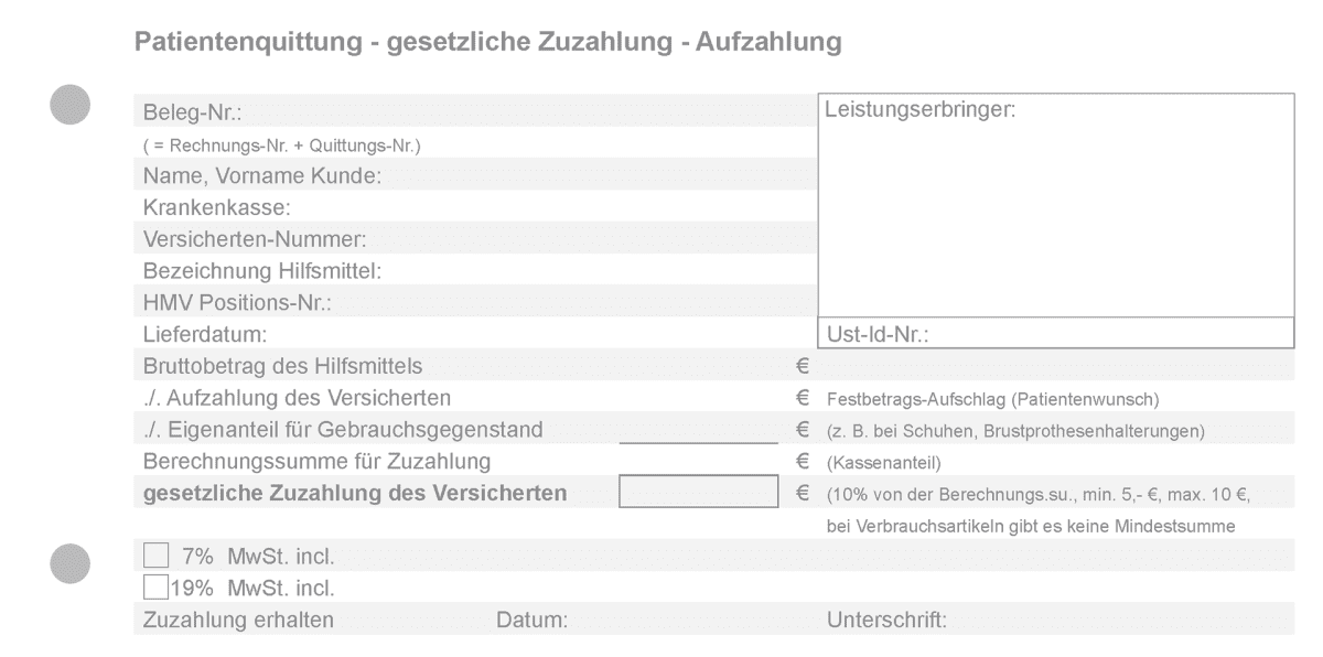 Patientenquittung, gesetzliche Zuzahlung, Block mit 50 Blatt + je 1 Durchschlag