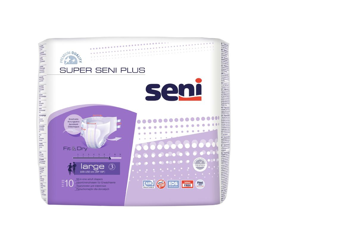 Seni Super Plus Large (1 Karton: 6 x 10 Stück) Windelhose atmungsaktiv