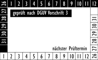 Prüfplakette für Pflegebetten geprüft nach DGUV Vorschrift 3, 1 Bogen = 18 Stück, gültig bis 2031