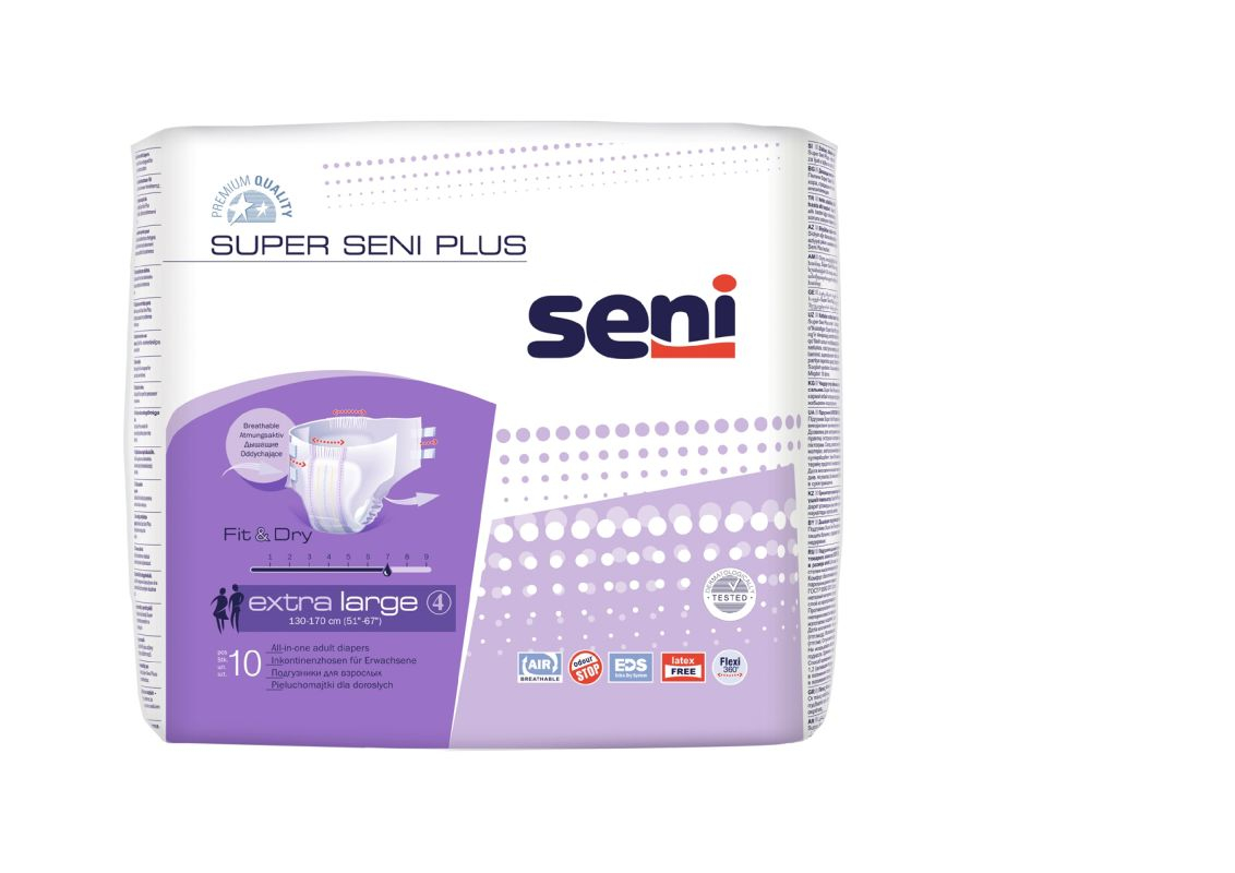 Seni Super Plus Extra Large (1 Karton: 6 x 10 Stück) Windelhose atmungsaktiv
