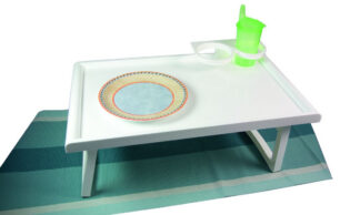 Betttisch / Serviertisch, Kunststoff, Platte 53 x 32 x 20 cm mit Trinkbecher-Halterung