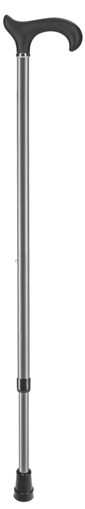 Gehstock Derby-Softgriff, metallic grau Leichtmetall, höhenverstellbar