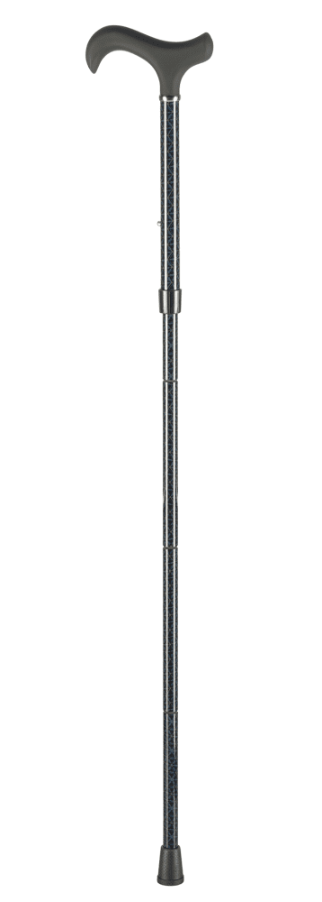 Carbon walking stick with Derby handle, blue-black-grey soft-touch surface, gift box, chrome ring, 100 kg - Image 2