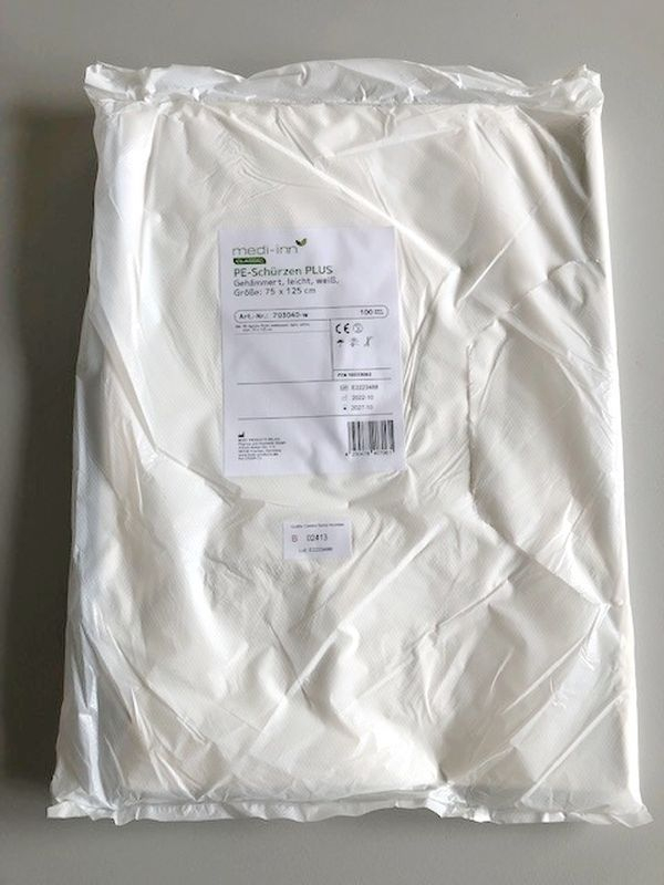 MEDI-INN PE-Schürze PLUS, weiß, 75 x 125 cm (VPE: 100 Stück)