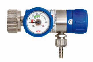 Druckminderer Mediselect 25 O2, D-KL kurz, Flow= 0-25 l/min. Eingang 3/4 Abgang 9/16 + Tülle