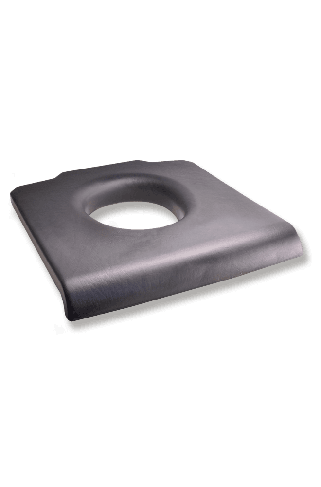 Toilettenstuhl Sitzauflage gepolstert, schwarz mit Ausschnitt, Höhe: ca. 2,5 cm