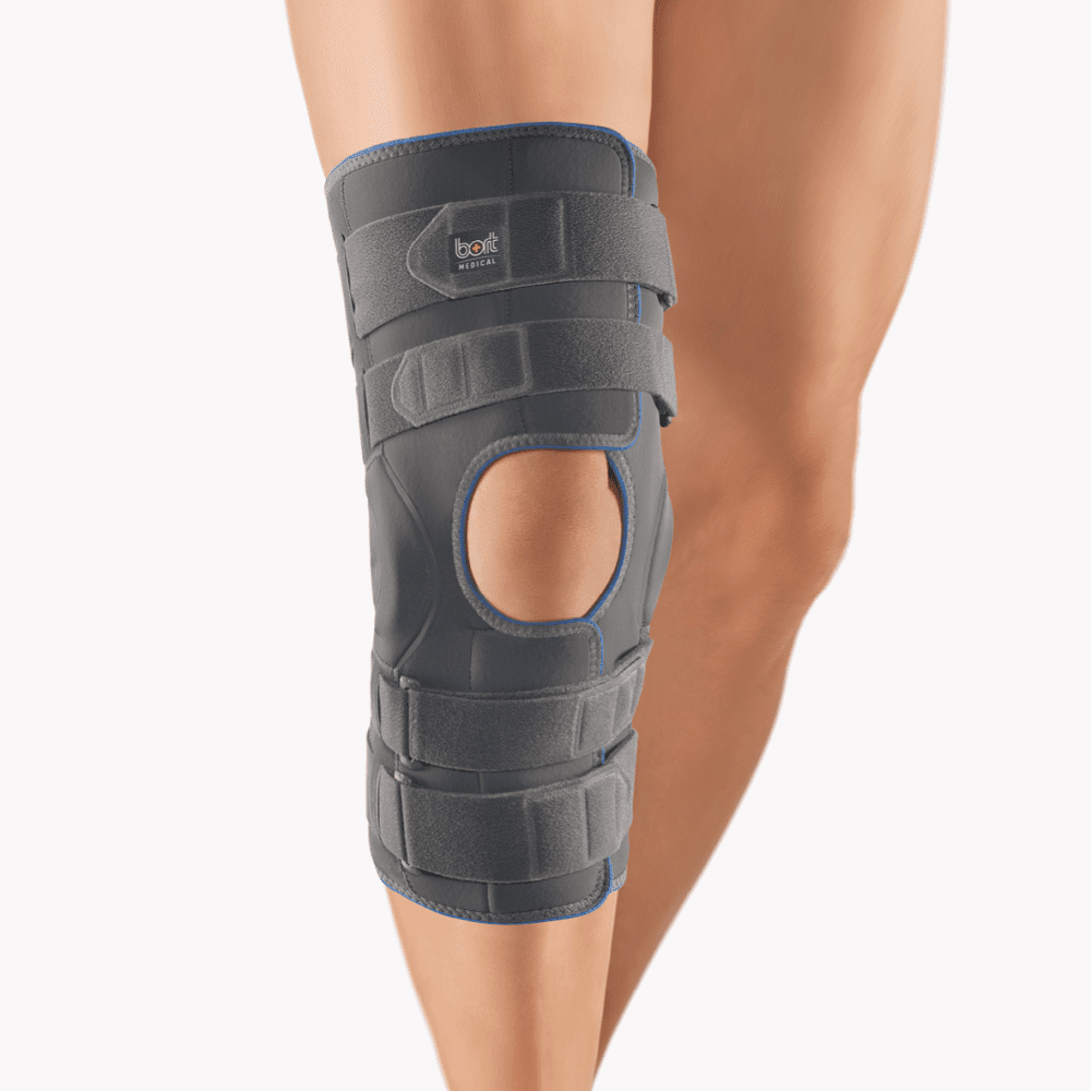 Bort Kniebandage StabiloPro offene Form mit Gelenk, grau