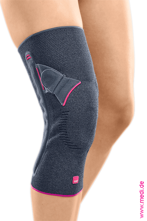 Kniebandage Genumedi PT extraweit mit Haftband, silber