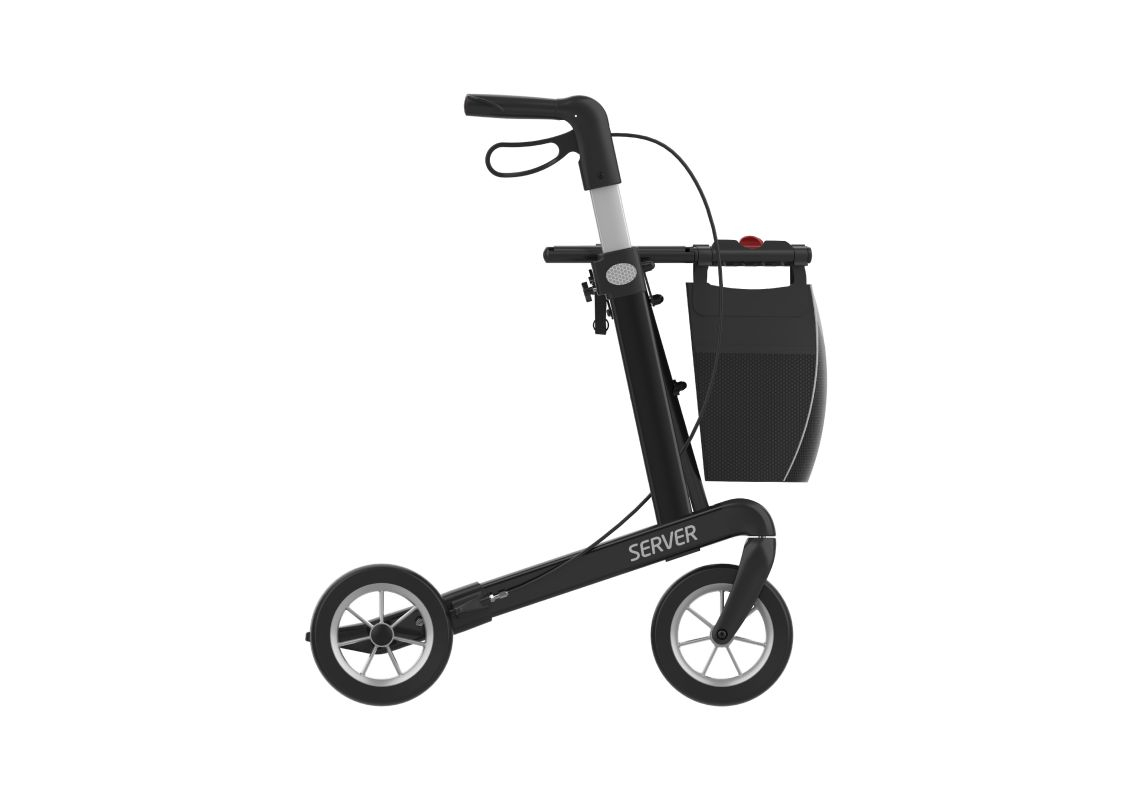Rollator SERVER Komfort Softräder, mit Stockhalter und Tasche – Bild 2