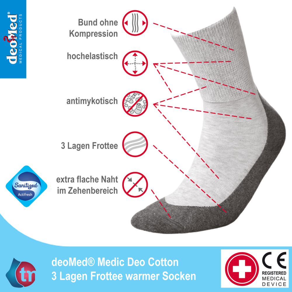 DeoMed Diabetikersocken Medic Deo Cotton Frottee – Bild 2