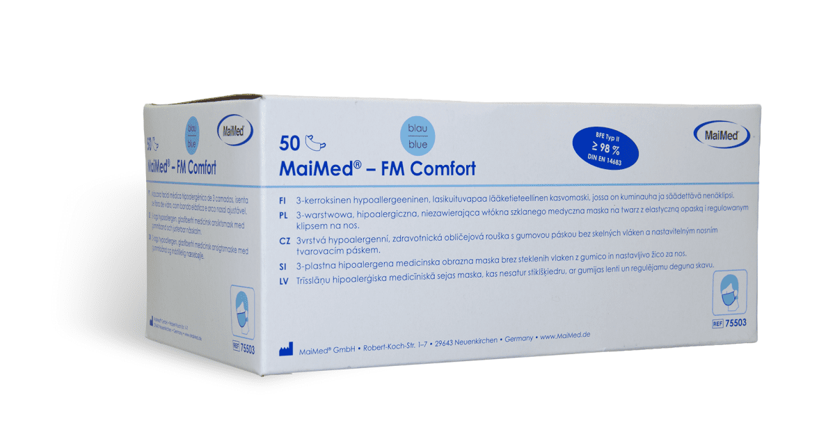 Comfort Mundschutz mit Gummiband MaiMed FM , blau (1 Pack: 50 Stück)