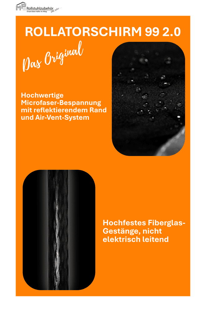 Rollatorschirm 99 2.0, passend für 99% aller Rollatoren – Bild 3