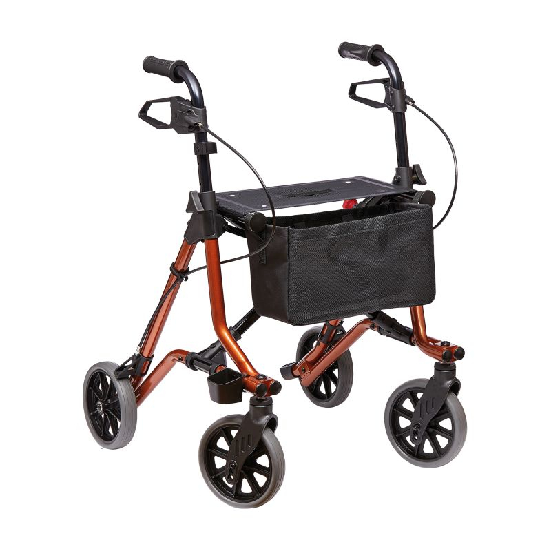 Rollator TAiMA M mit Stockhalter u.Netz,PU, braun-metallic