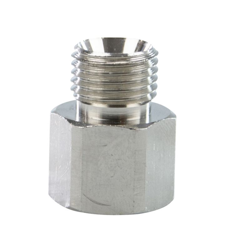 Metalladapter verchromt mit Dichtung für AquaPak & Respiflo G3/8 auf UNF9/16