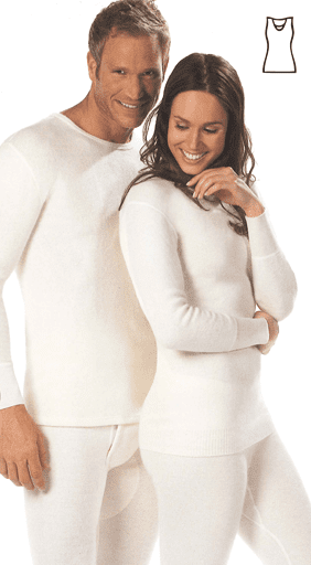 Wärmewäsche Classic Damen-Hemd, ohne Arm 50% Angora mit Spitze natur