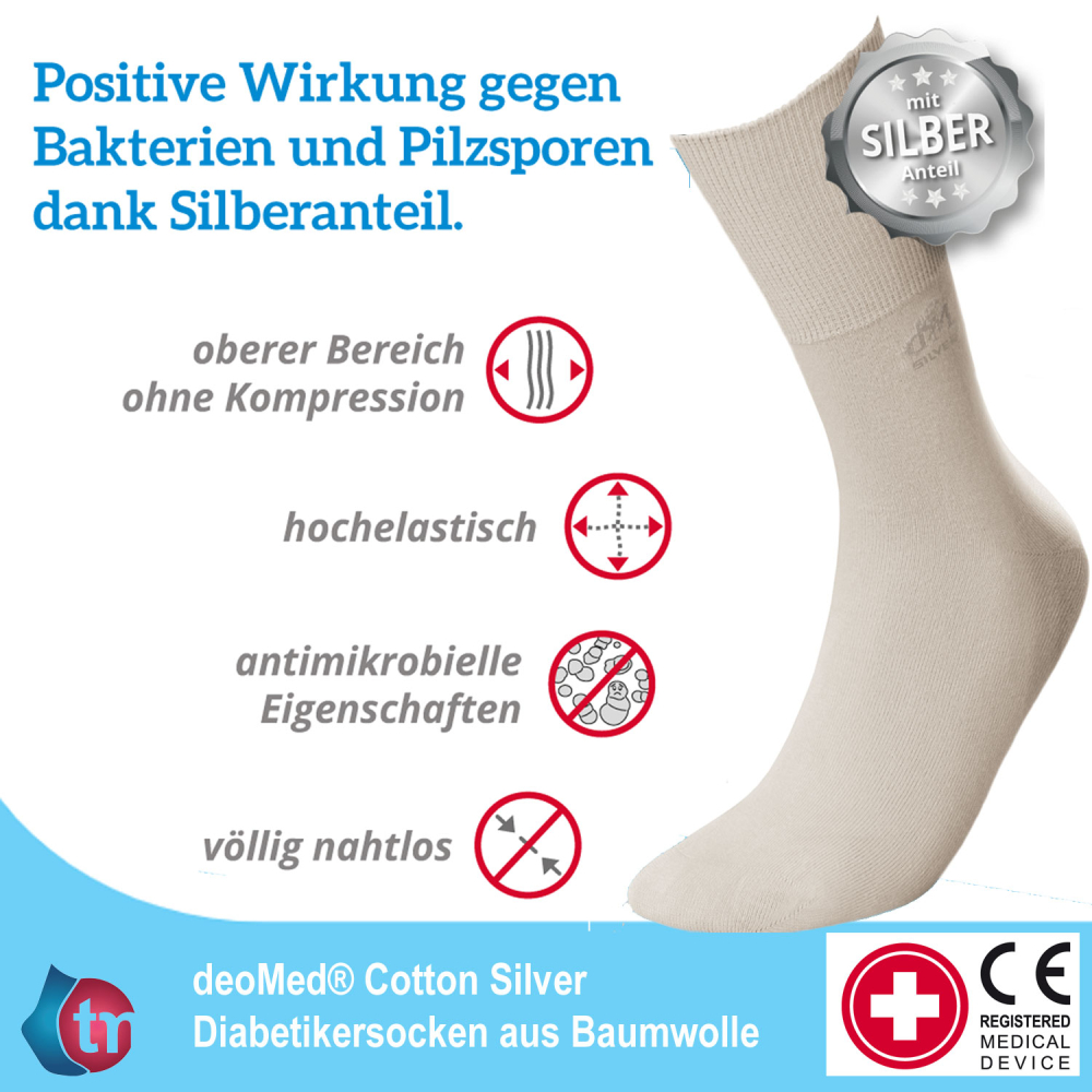 Socken DeoMed Cotton Silver – Bild 2