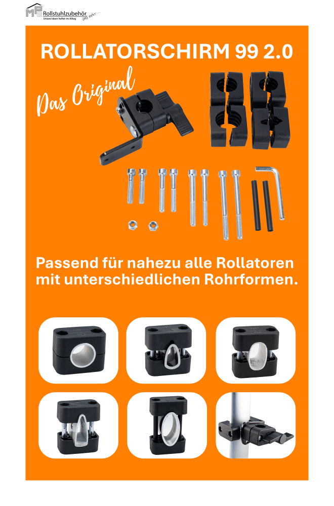 Rollatorschirm 99 2.0, passend für 99% aller Rollatoren – Bild 4