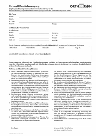 Hilfsmittelvertragsblock DIN A4, 25 Blatt + je 2 Durchschläge, 2-fach gelocht
