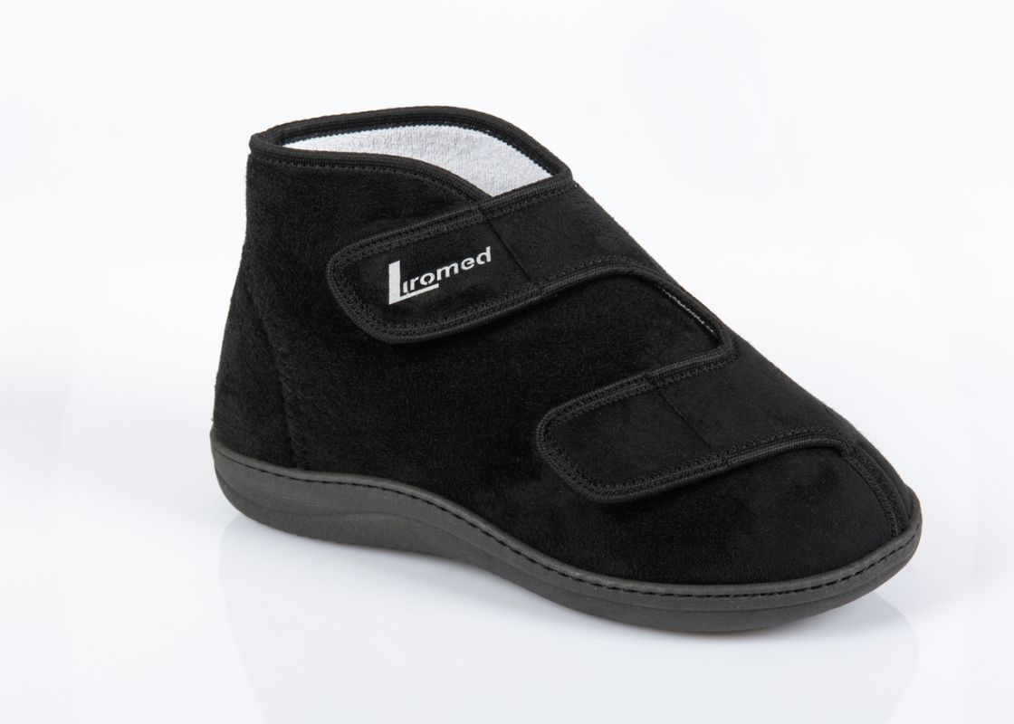 Verbandschuhe Liromed schwarz Velours, hoch, klett, 40°C waschbar (Paar)