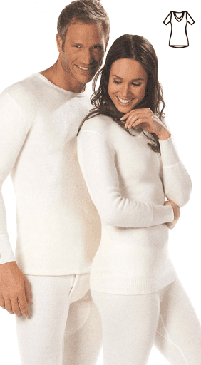 Wärmewäsche Classic Damen-Hemd, 1/2 Arm 50% Angora mit Spitze natur