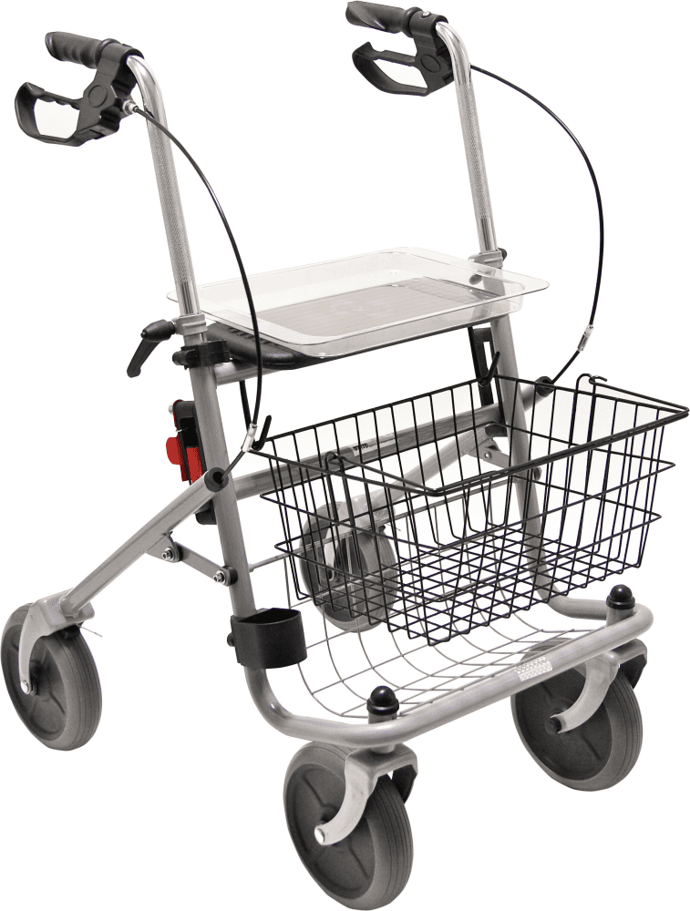 Rollator Cristallo PD-Bremse, anatomische Handgriffe, TPR-Bereifung, silber-metallic