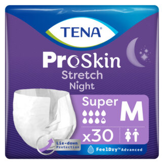 Inkontinenzhosen TENA Proskin Stretch Night Super M, Hüftumfang 86-116 cm (1 Karton: 2 x 30 Stück)