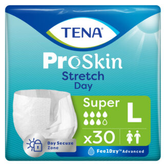 Inkontinenzhosen TENA Proskin Stretch Day Super L, Hüftumfang 103-140 cm (1 Karton: 2 x 30 Stück)