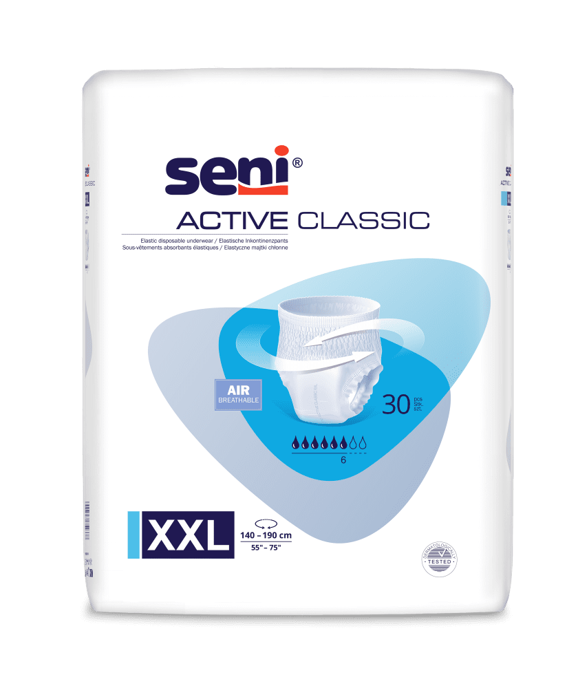 Inkontinenzslip Seni Active Classic XXL, Hüfte 140-190 cm (1 Karton 3 x 30 Stück)