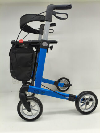 Rollator SERVER PUR-Softräder SKY BLUE, mit Stockhalter, Tasche, Rückengurt und Klingel