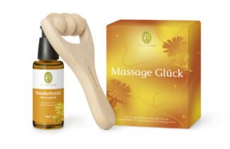 Massage Bliss Gift Set, Organic Muscle Relief Massage Oil 50 ml + Massage Roller