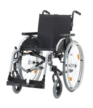 Leichtgewichtrollstuhl Pyro light optima mit Kombiarmlehnen u.Trommelbremse, PU silber-metallic SB 40 cm
