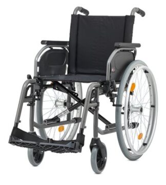 Rollstuhl S-Eco 2, mit Trommelbremse, PU, Duo-Armlehnen, anthrazit-metallic SB 37 cm