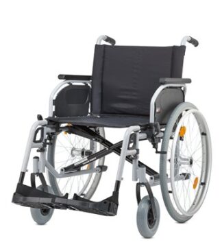 Rollstuhl S-Eco 300 XL mit Trommelbremse, PU,Duo-Armlehnen,silber SB 52 cm