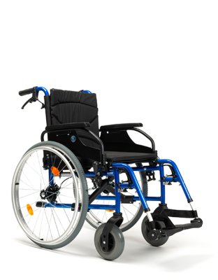 Leichtgewicht-Rollstuhl D200-V mit Trommelbremse B03.B06.B74.B80 metallicblau SB 42 cm
