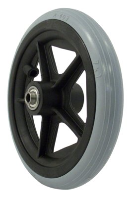 Rad mit PU-Reifen 5 Speichen Nabenlänge 60 mm, schwarz/grau