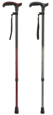 Leichtmetallstock mit Derbygriff Comfort Soft, verstellbar Farbe: schwarz/rot