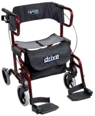 Rollator Diamond Deluxe mit Fußstützen rot