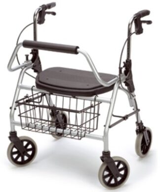 Rollator XXL mit Rückenbügel, Sitz,Korb,PU, maximal 200Kg,silber