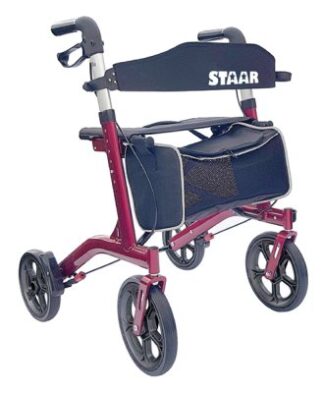 Alu-Reise-Rollator Staar mit Tasche Farbe: burgund-rot