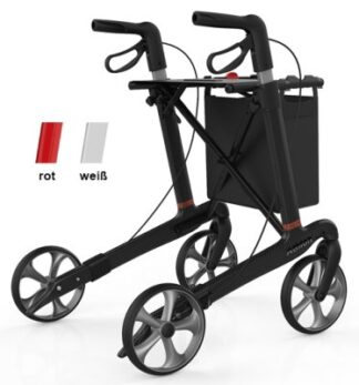 Rollator ATHLON SL Carbon Standard mit Stockhalter und Tasche Farbe: rot SH M/55 cm
